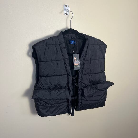 RACHEL Rachel Roy Puffer Vest Black One Size New - Picture 3 of 9